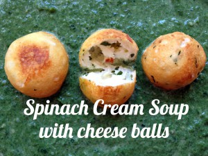 Spinach Creme Soup with cheese balls