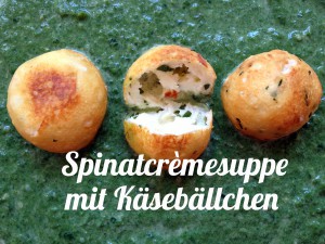 Spinatcremesuppe mit Käsebällchen
