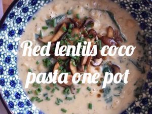 Red lentils coco pasta one pot